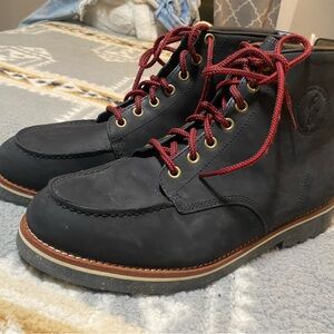 Polo Ralph Lauren Marvin Black Leather Men's Boots with Red Laces size 13!